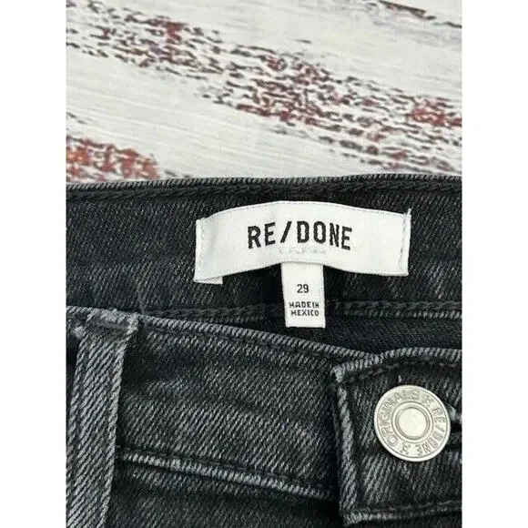RE/DONE Womens 70s Stove Pipe Straight Leg Jeans Raw Hem Denim Black Size 29 NWT Straight Leg